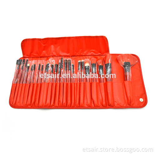 Best Selling Beauty Facial 24 Red Makeup Brush For Christmas Promotion